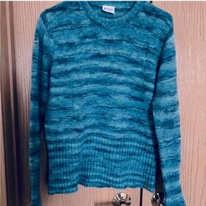 Columbia Heather Blue Wool Blend Cozy Crew Neck Sweater, size L